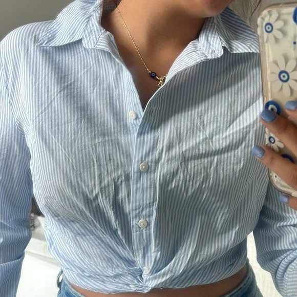 Stradivarius cropped stripped shirt - Picture 2 of 5